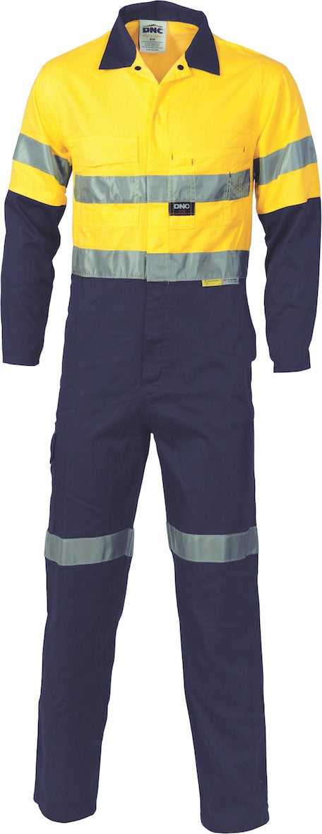 DNC -3955 -  Hi Vis Light Weight Cotton Drill Overall with 3M Tape