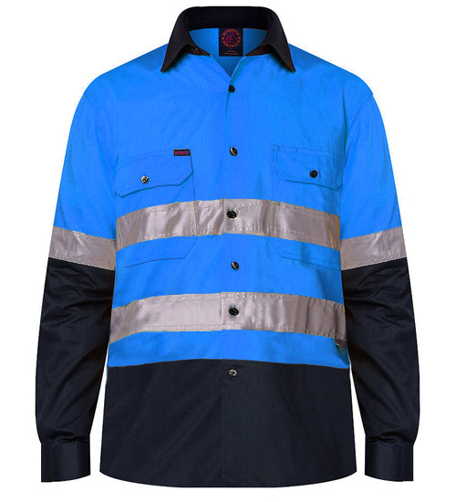 Ritemate - RM1050R - 2 Tone Open Front Long Sleeve Shirt with 3M Tape