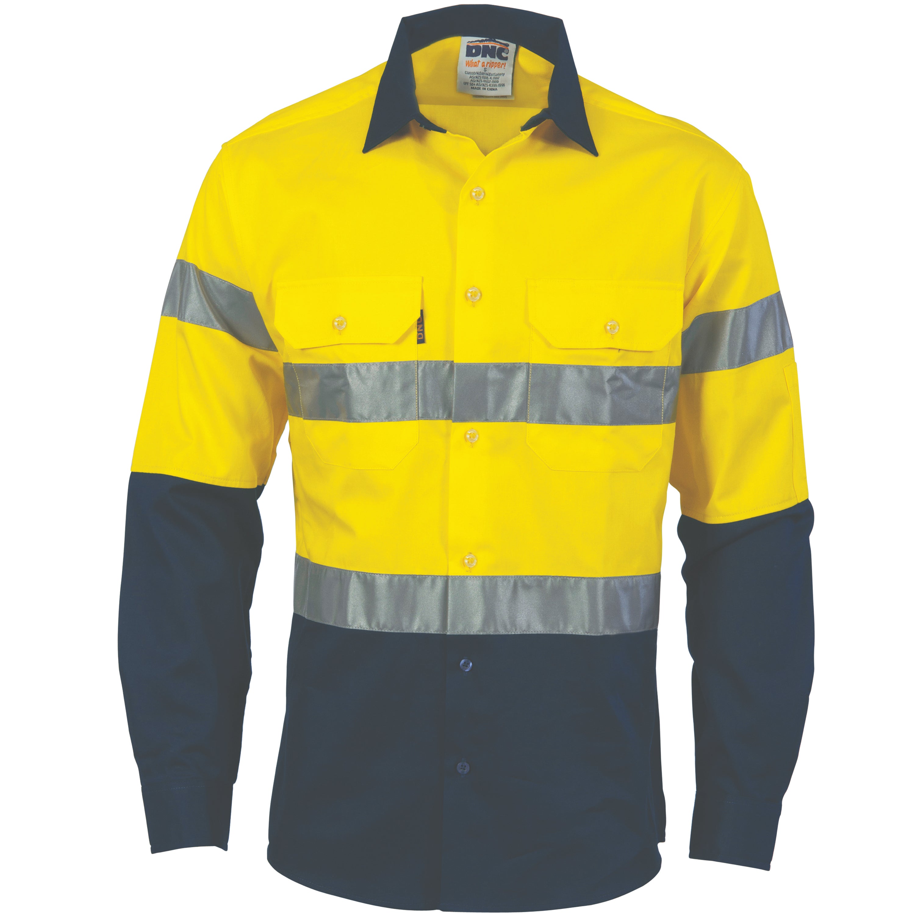 DNC - 3982 Hi-Vis Heavy Weight Cotton Long Sleeve Shirt with Tape