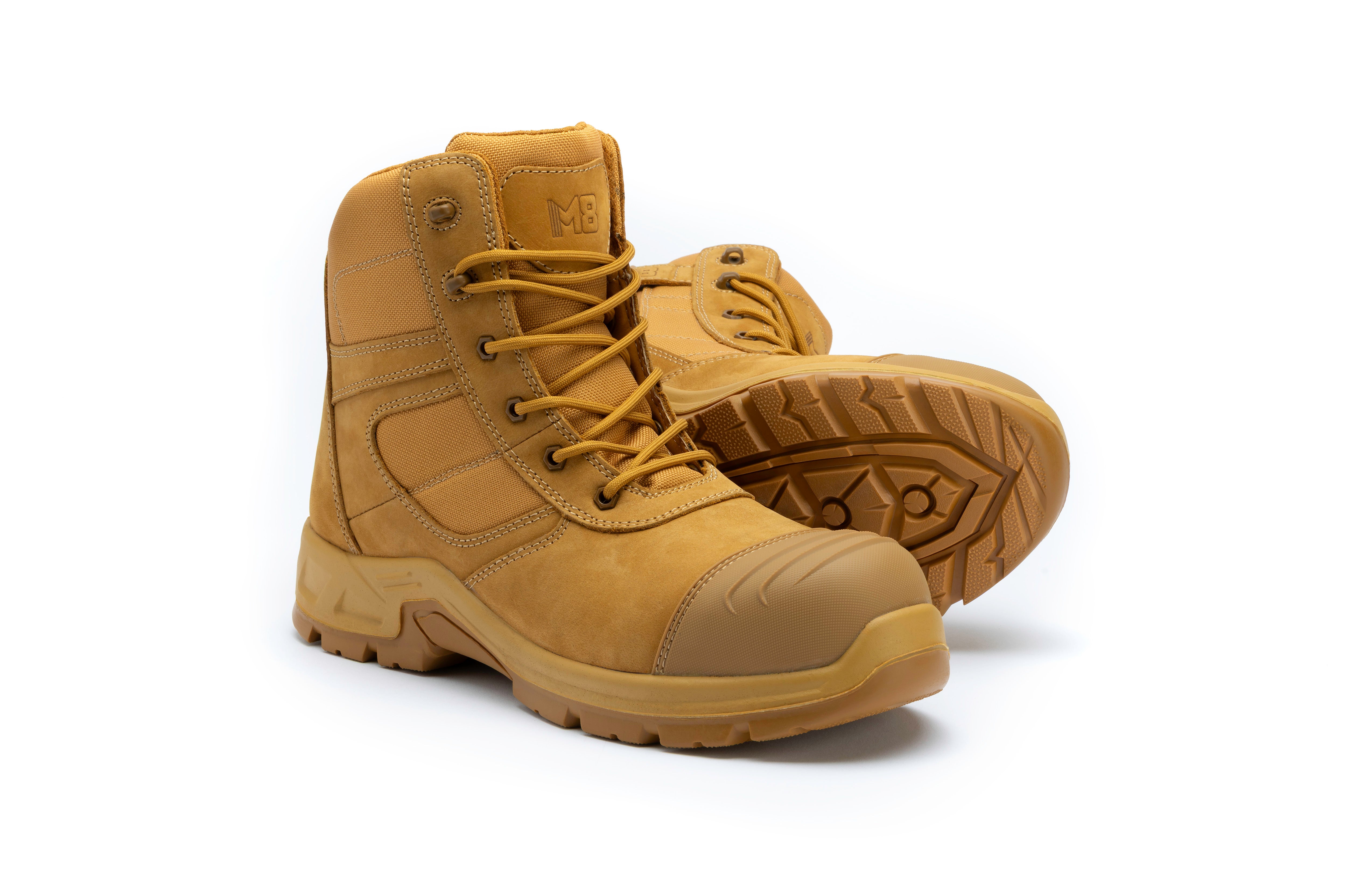 M8 - Cobber High Zip Sided Safety Boot - Wheat