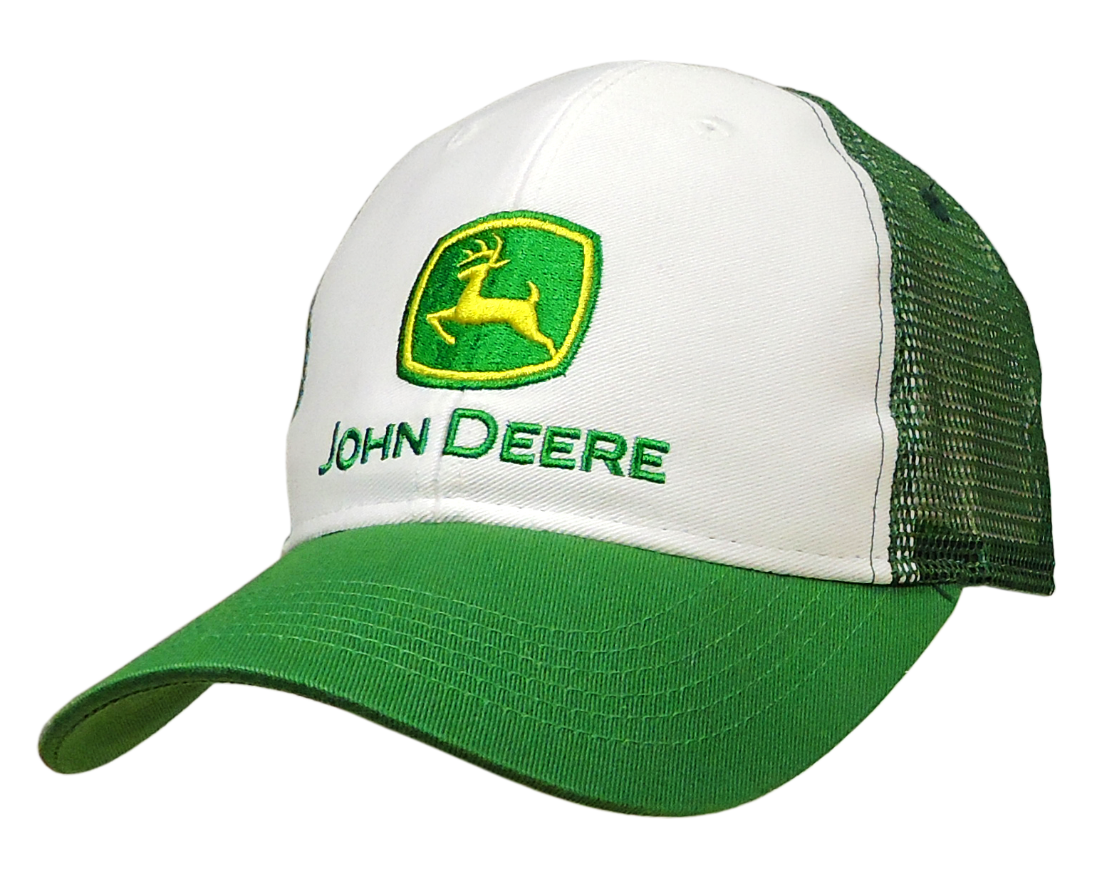 John Deere - JD Logo 6 Panel Mesh Cap - White/Green