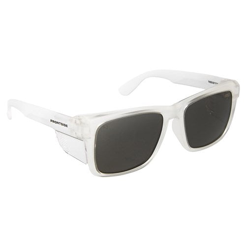 Paramount - 6502 -SAFETY GLASSES FRONTSIDE SMOKE LENS WITH CLEAR FRAME