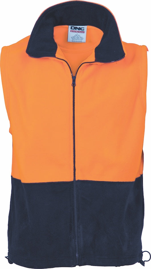 DNC - 3828  Hi Vis Two Tone Fleecy Vest with Full Zip