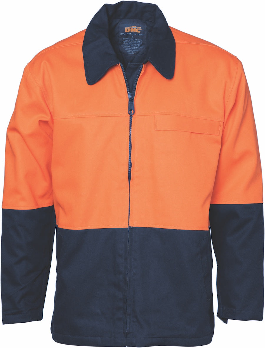 DNC - 3868 Hi Vis Two Tone Cotton Drill Jacket with Full Zip