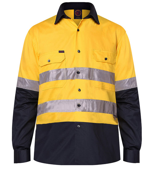 Ritemate - RM1050R - 2 Tone Open Front Long Sleeve Shirt with 3M Tape